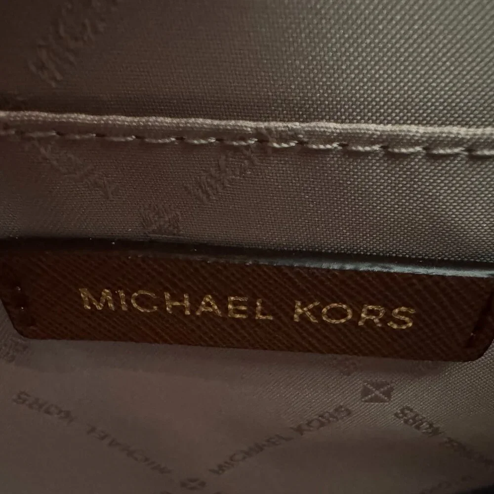 Michael Kors Sady Large Logo Canvas Top-Zip Laptop Travel Tote Brown - Picture 4 of 11